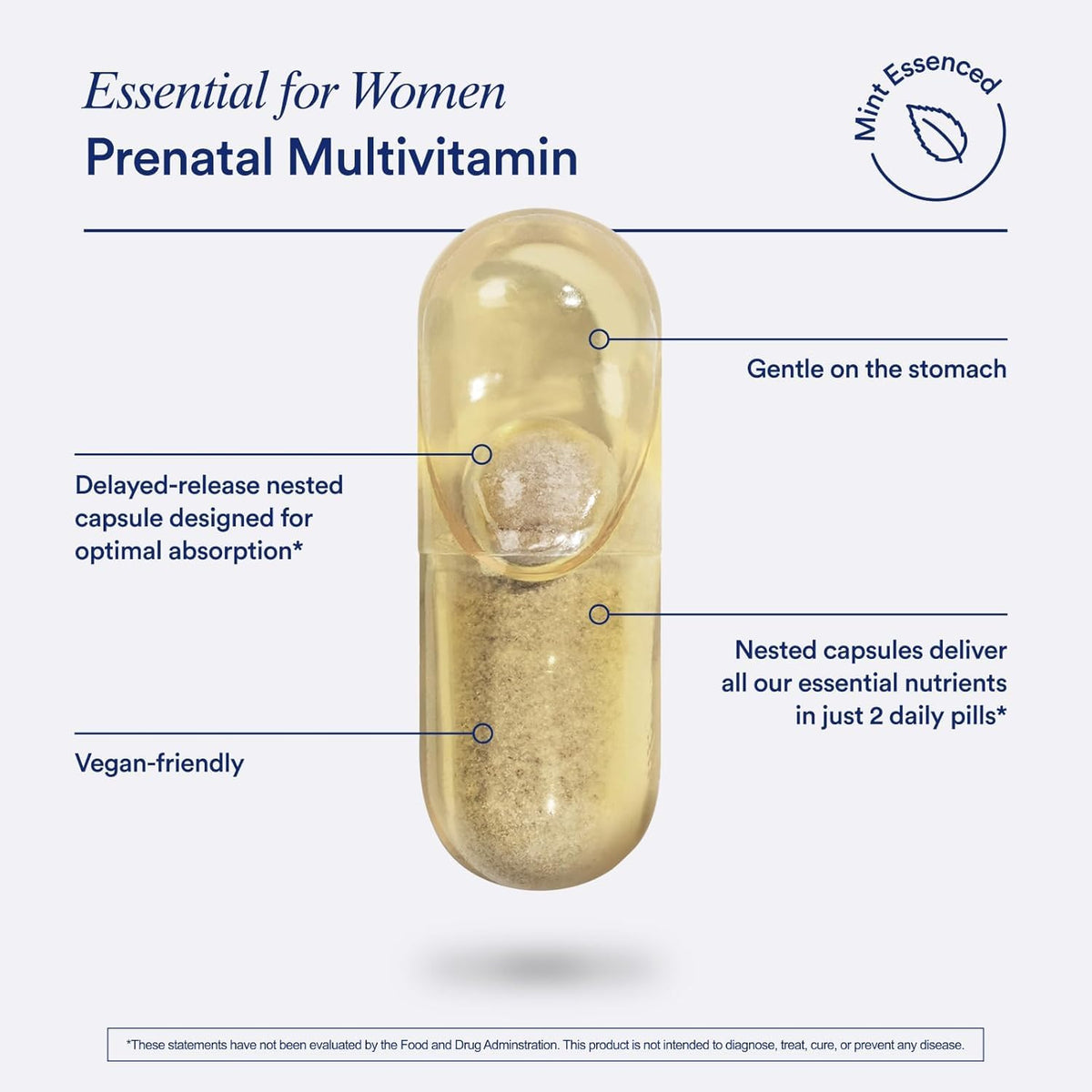 Multivitamines prénatales Ritual avec des ingrédients naturels en arrière-plan