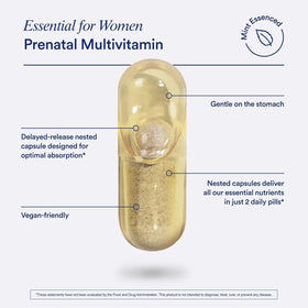 Multivitamines prénatales Ritual avec des ingrédients naturels en arrière-plan
