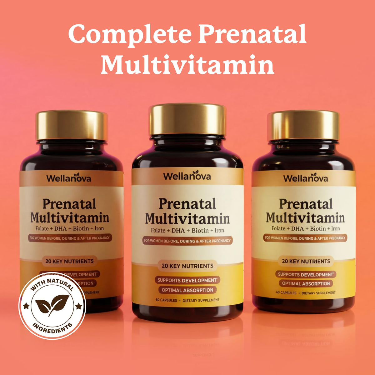 Multivitamines prénatales Wellanova avec fer et acide folique