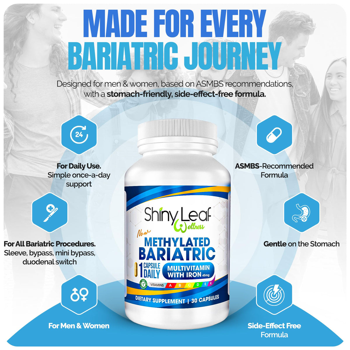 Multivitamines Shiny Leaf sur une table de cuisine