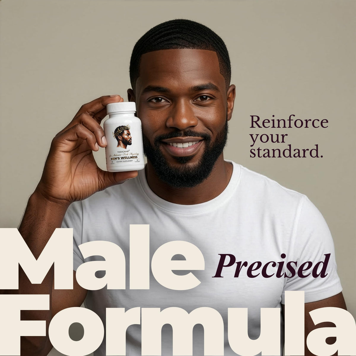Multivitamines TODICAMP pour hommes, capsules sur fond blanc