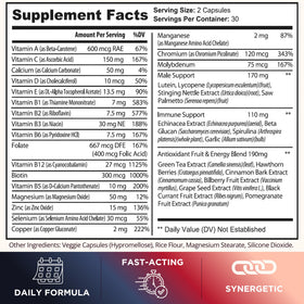 Multivitamines TODICAMP pour hommes, présentation sur une table