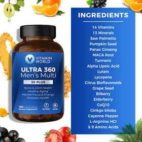 Multivitamines Ultra 360 de Vitamin World avec un verre d'eau