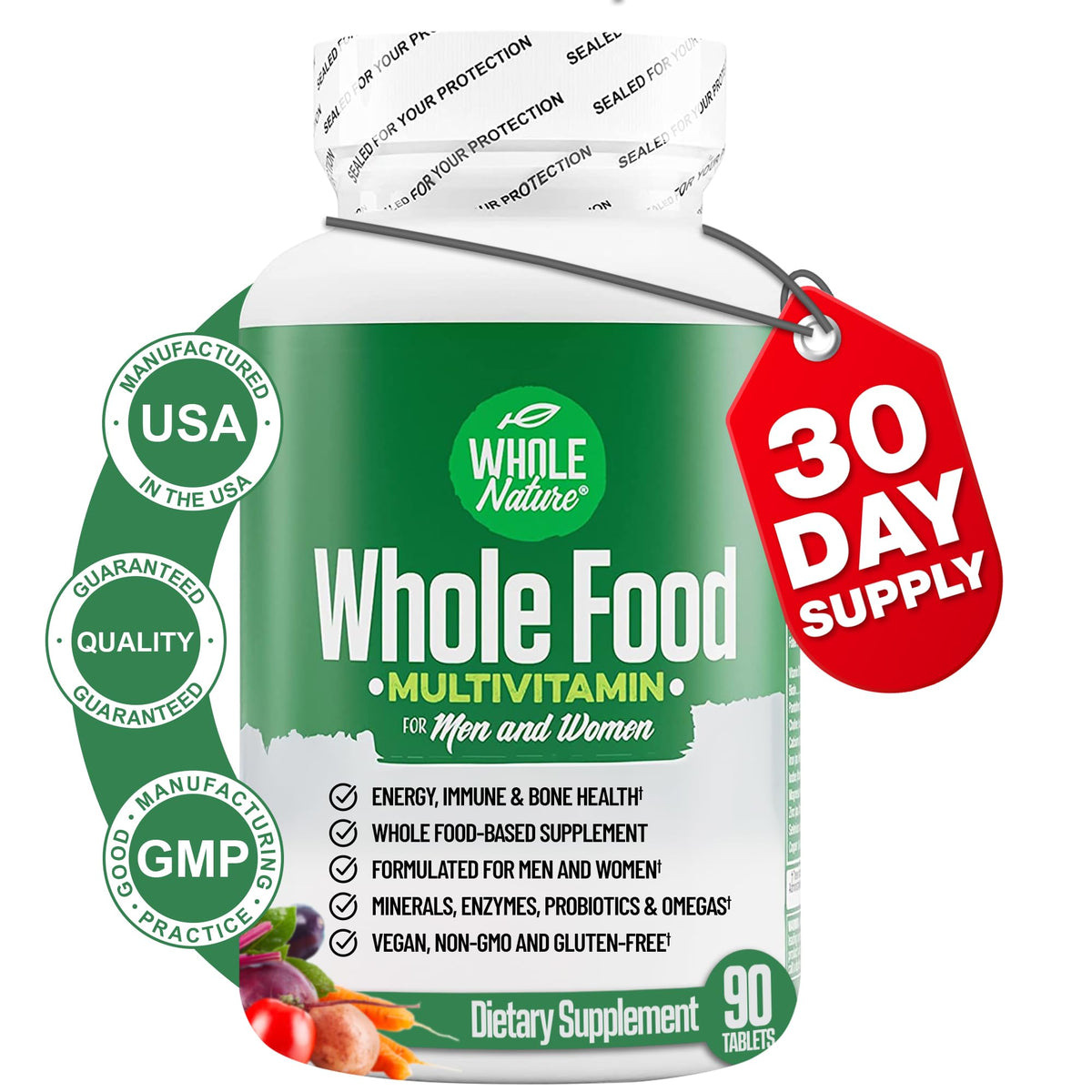 Multivitamines Whole Nature pour hommes et femmes, emballage avant