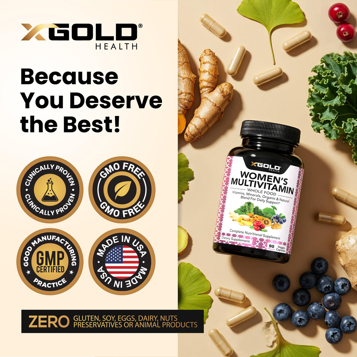 Multivitamines X Gold Health avec canneberge et kale