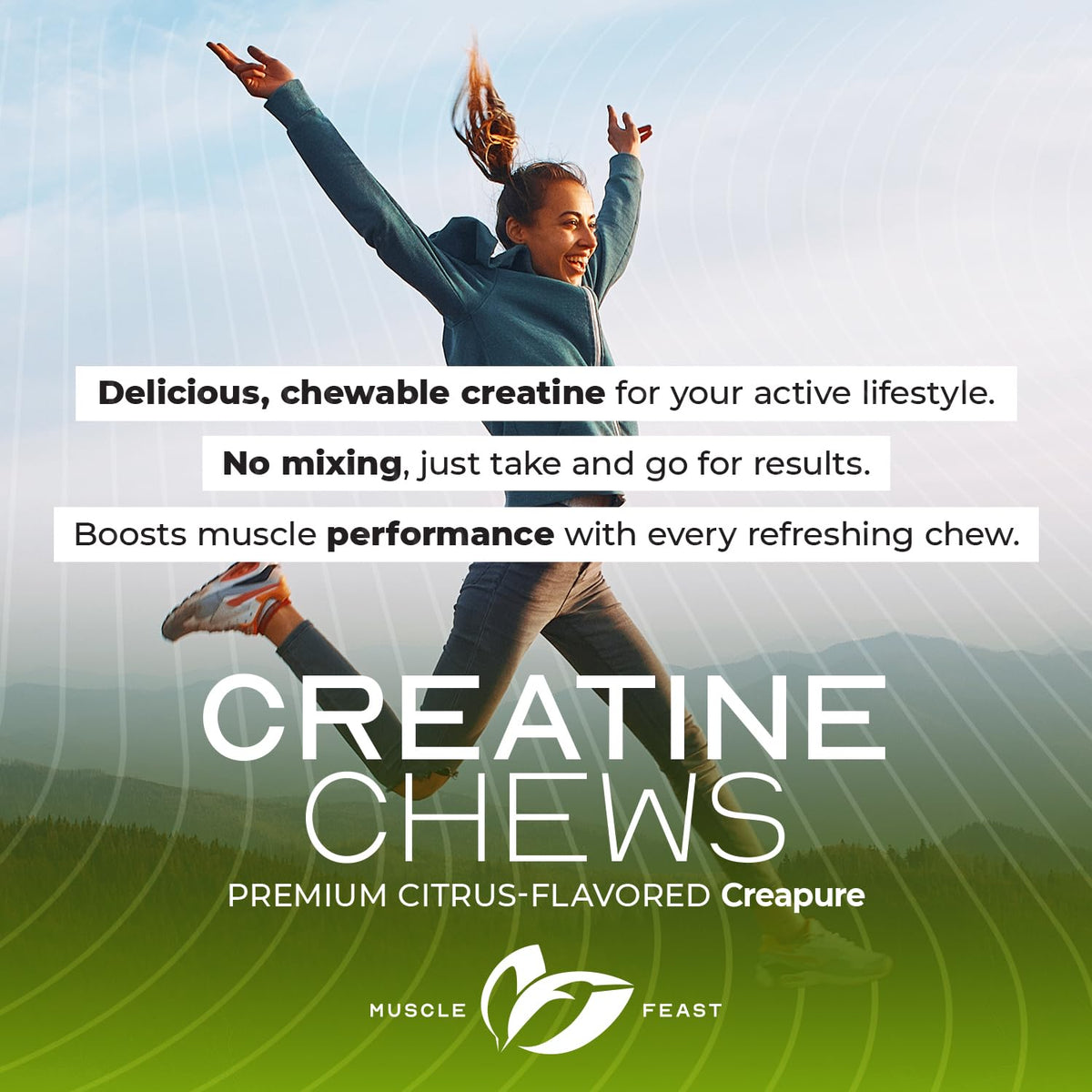 Muscle Feast Chewables Créatine Monohydrate 360 Tablettes Citron Vert détails des ingrédients