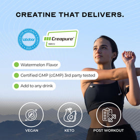 Muscle Feast Creapure Créatine Monohydrate 300g avec accessoires de gym