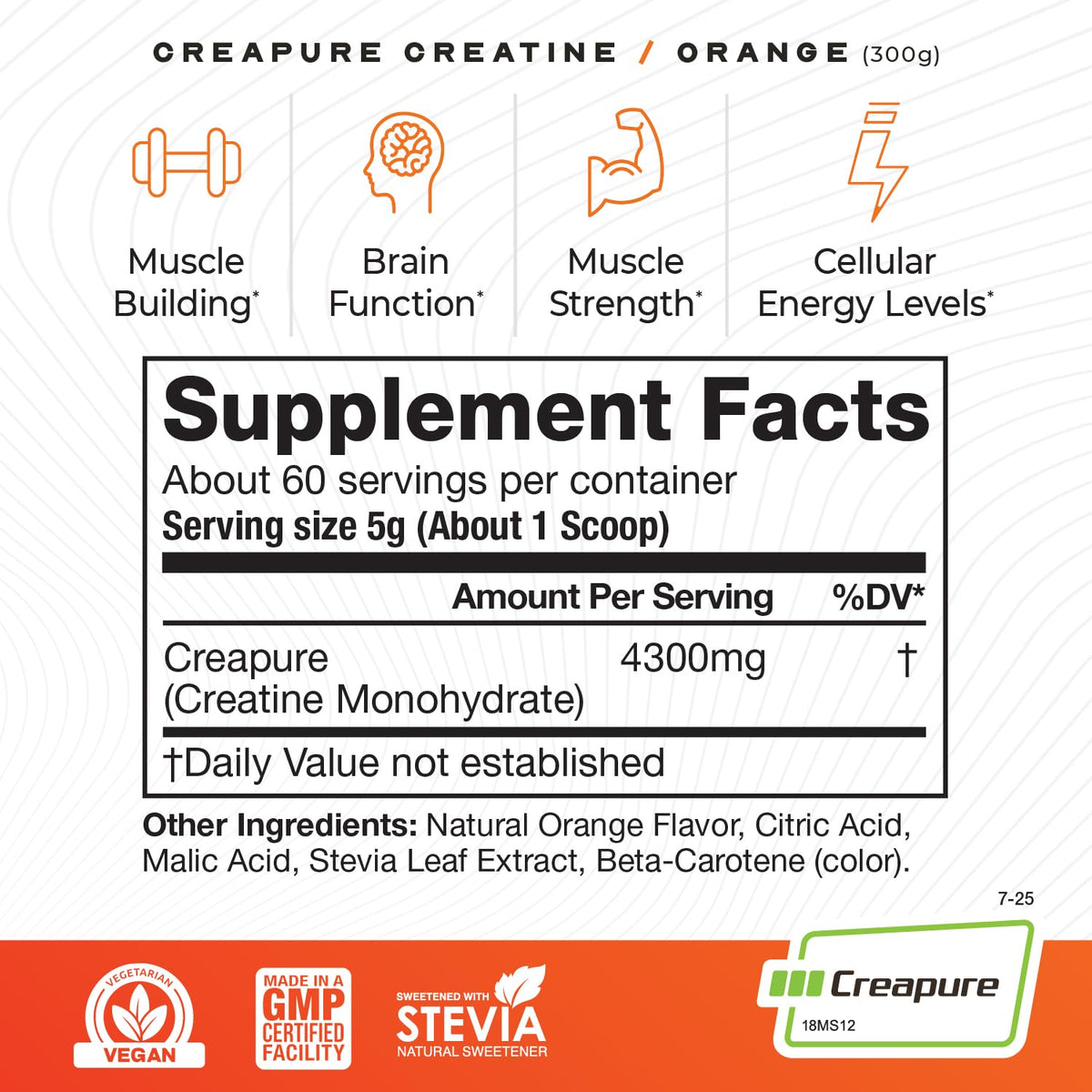 Muscle Feast Creapure Poudre de Créatine Monohydrate 300g avec cuillère doseuse
