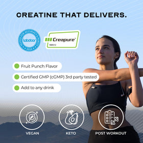 Muscle Feast Creapure poudre de créatine monohydrate 300g sur une table