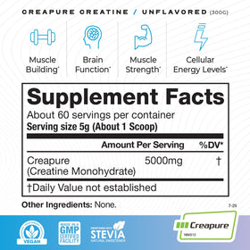 Muscle Feast Creapure Poudre de Créatine Monohydrate 300g - vue arrière