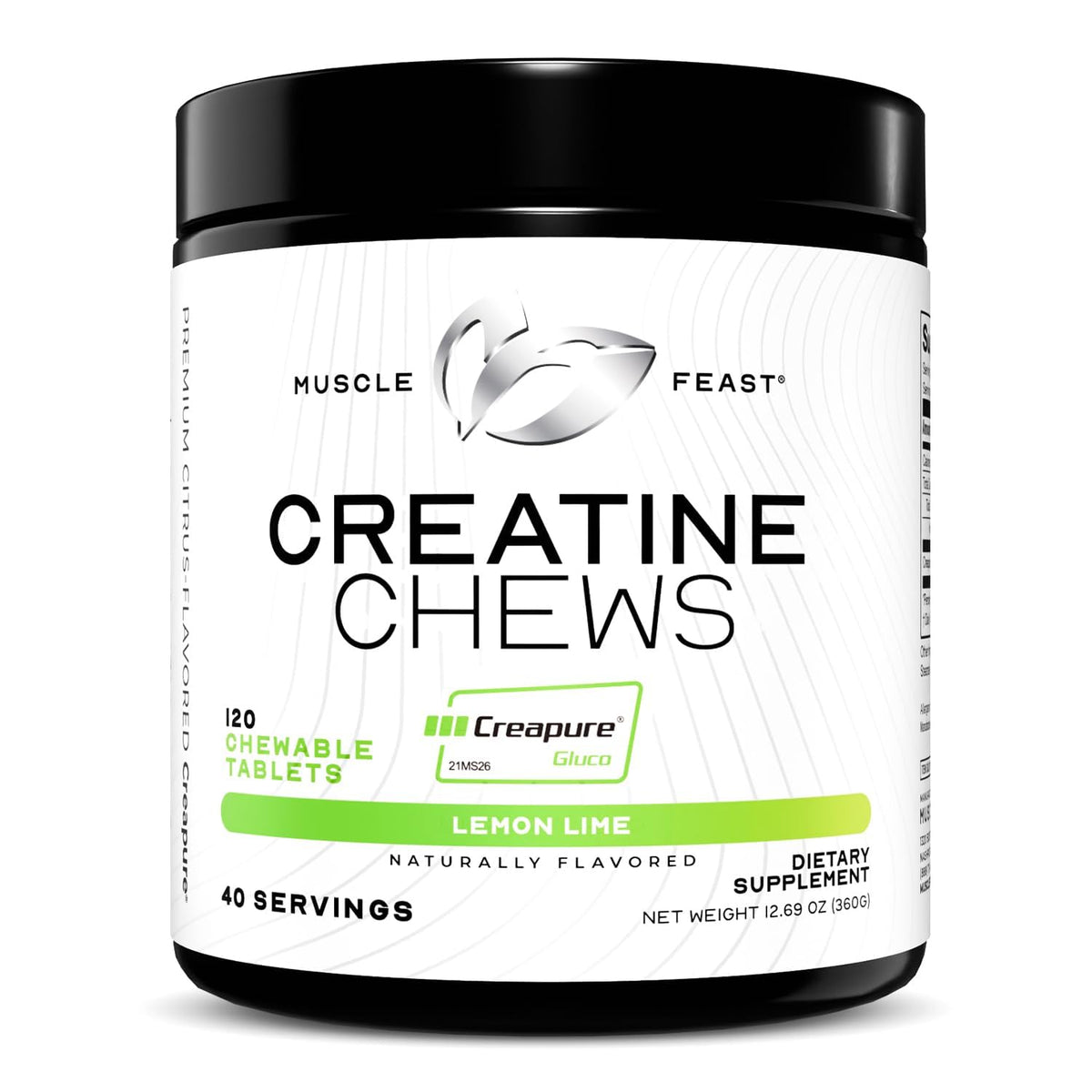 Muscle Feast Créatine Monohydrate Chewables Citron Vert, vue de face