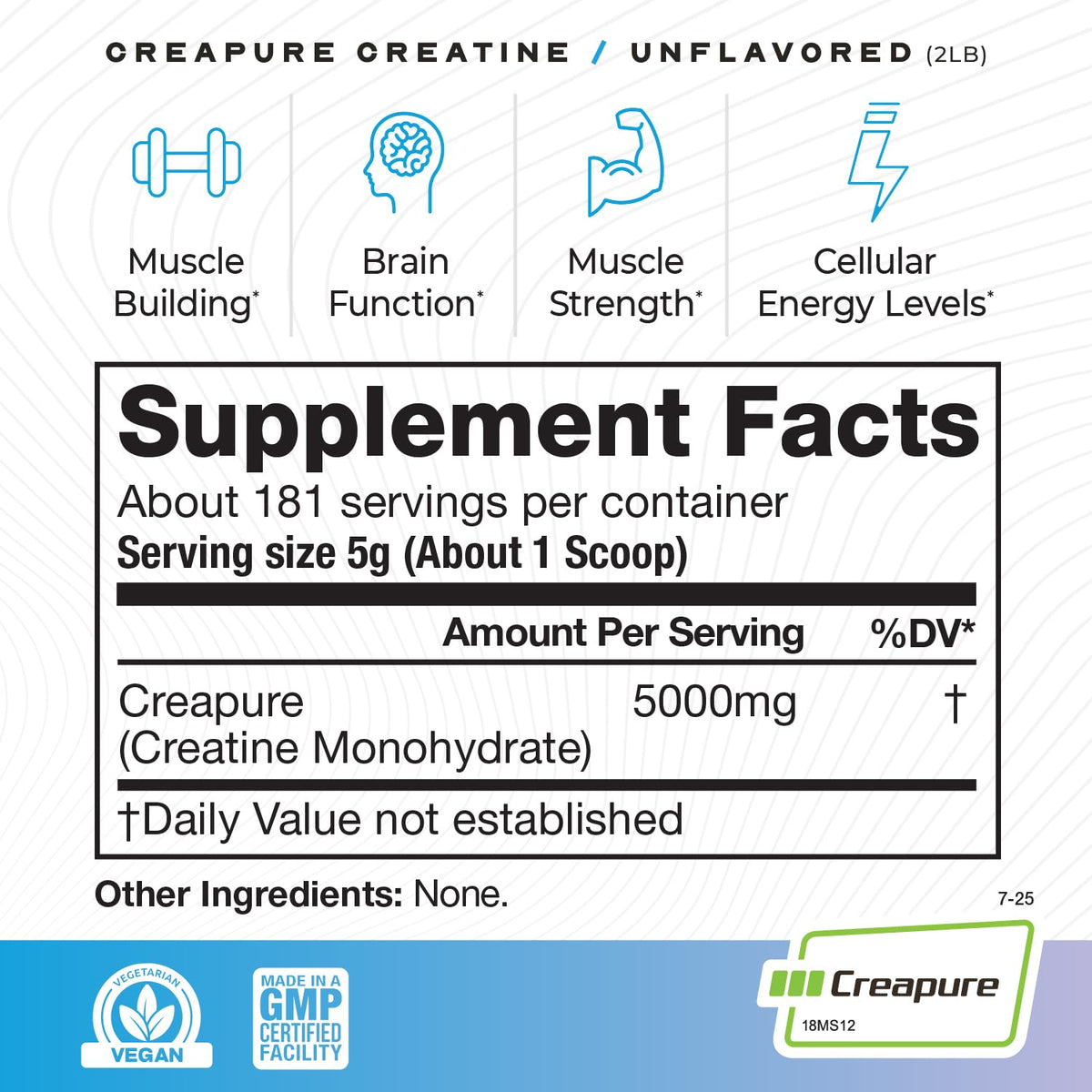 Muscle Feast Créatine Monohydrate Creapure Poudre 1030g contenu