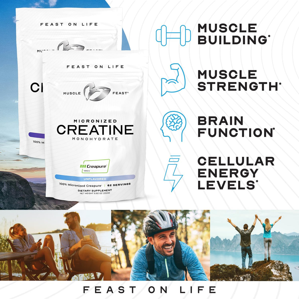 Muscle Feast Créatine Monohydrate dans un verre d'eau