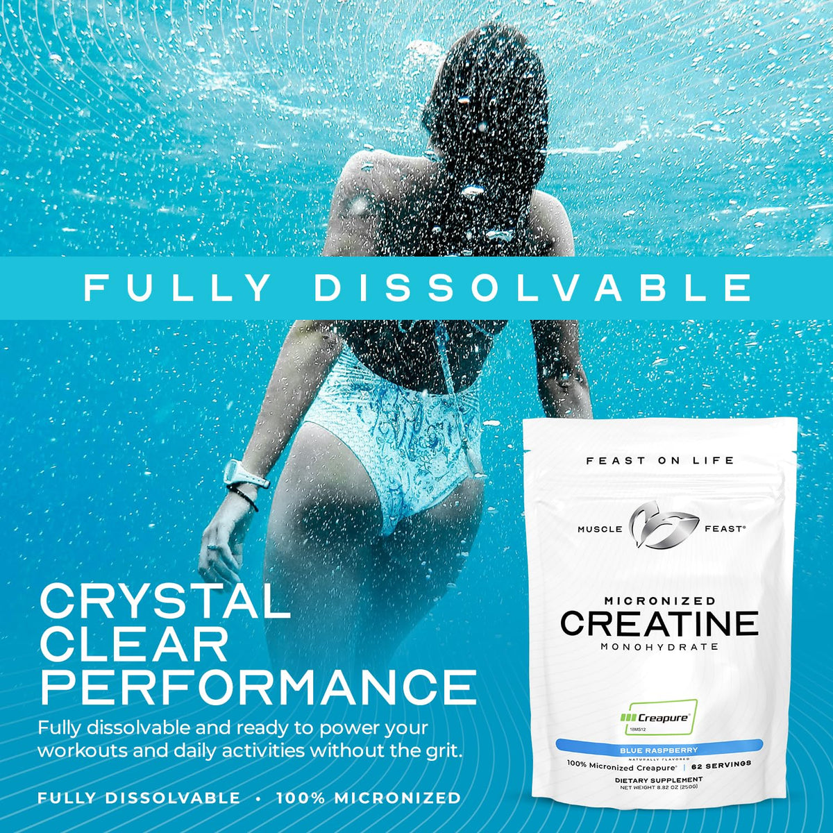 Muscle Feast Créatine Monohydrate Micronisée 275g Saveur Fruit Punch en action