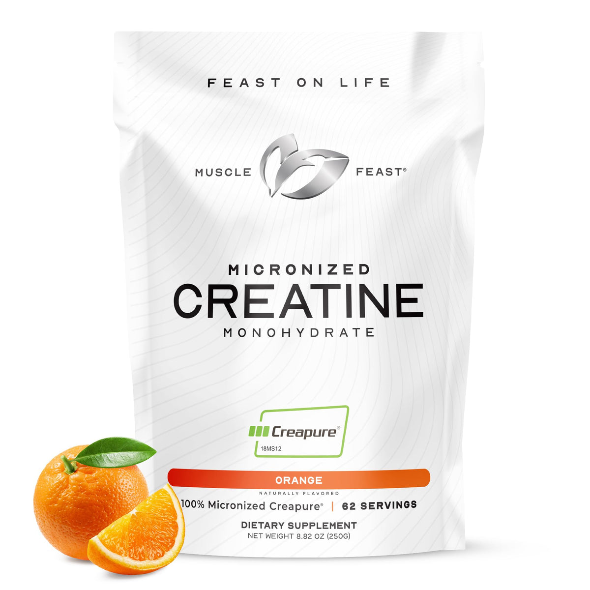 Muscle Feast Créatine Monohydrate Micronisée 281g goût orange vue de face