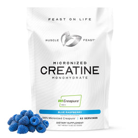 Muscle Feast créatine monohydrate micronisée framboise bleue 281g vue de face