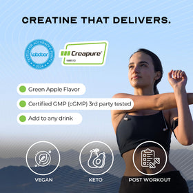 Muscle Feast Poudre de Créatine Monohydrate Creapure Pomme Verte 300g avec cuillère doseuse