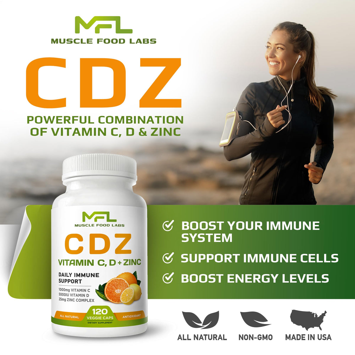 MUSCLE FOOD LABS CDZ capsules végétales avec étiquette claire