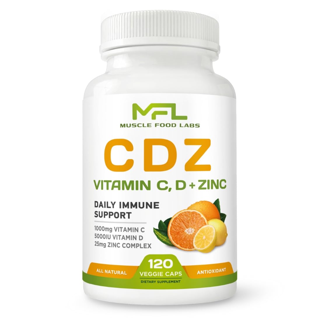 MUSCLE FOOD LABS CDZ complexe de soutien daily wellness 120 capsules vue de face