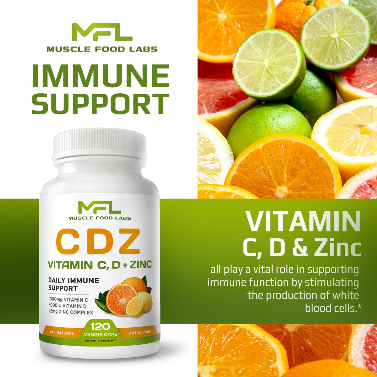 MUSCLE FOOD LABS CDZ étiquette détaillant les ingrédients