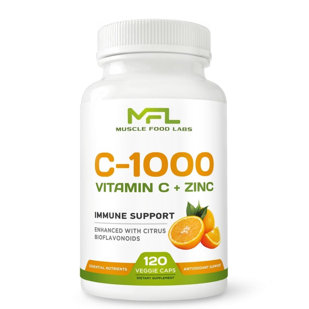 MUSCLE FOOD LABS Vitamine C + Zinc 120 capsules vue de face