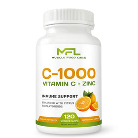 MUSCLE FOOD LABS Vitamine C + Zinc 120 capsules vue de face