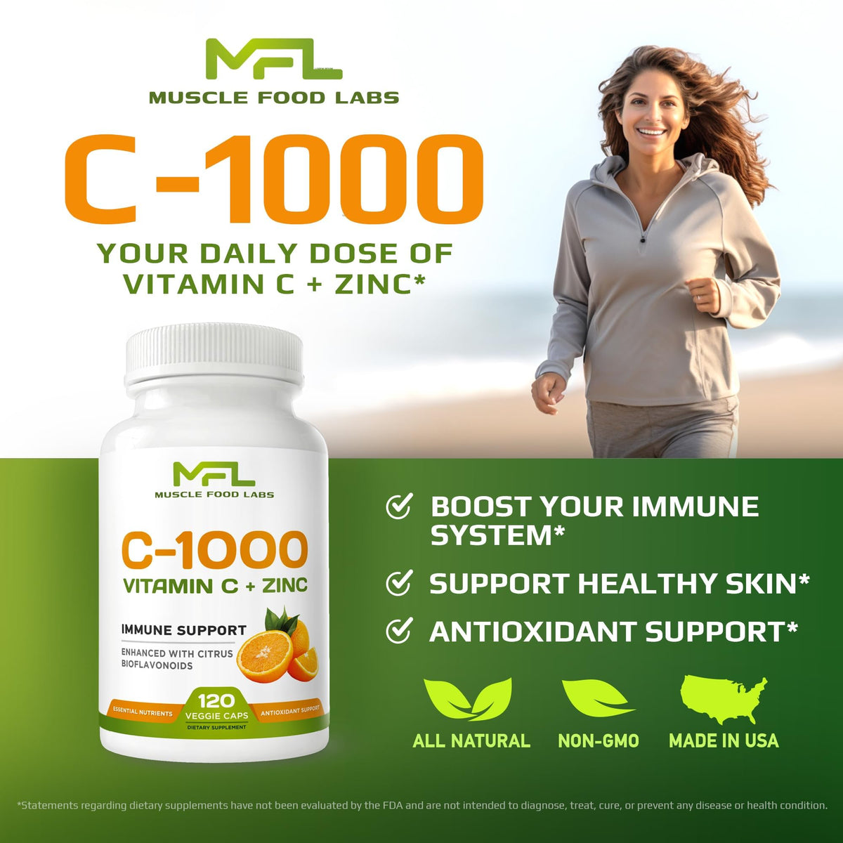 MUSCLE FOOD LABS Vitamine C + Zinc flacon avec capsules