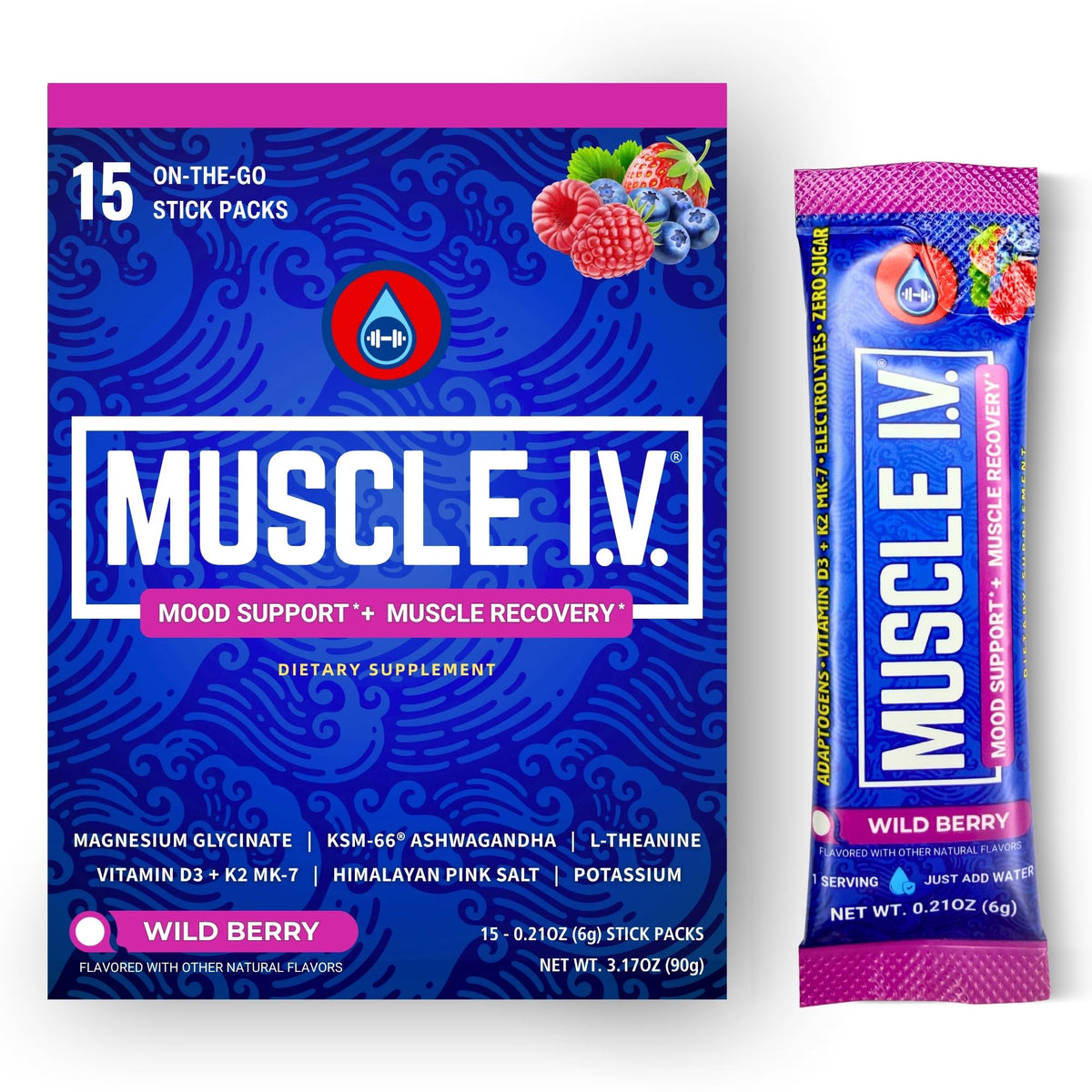 Muscle I.V. Magnésium Glycinate 132g sachets en poudre au goût baies sauvages