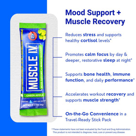 Muscle I.V. Magnésium Glycinate Pomme Verte sachets ouverts