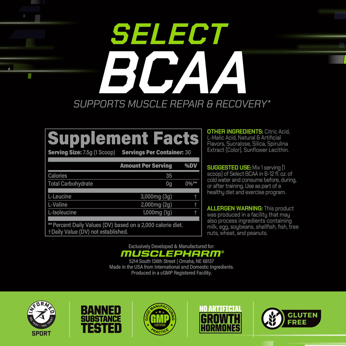 Muscle Pharm BCAA Powder 290g en action dans un shaker