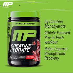 Muscle Pharm créatine monohydrate contenant ouvert avec poudre
