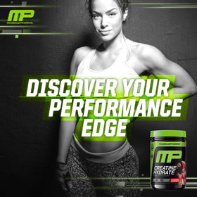 Muscle Pharm créatine monohydrate en poudre dans un verre d'eau
