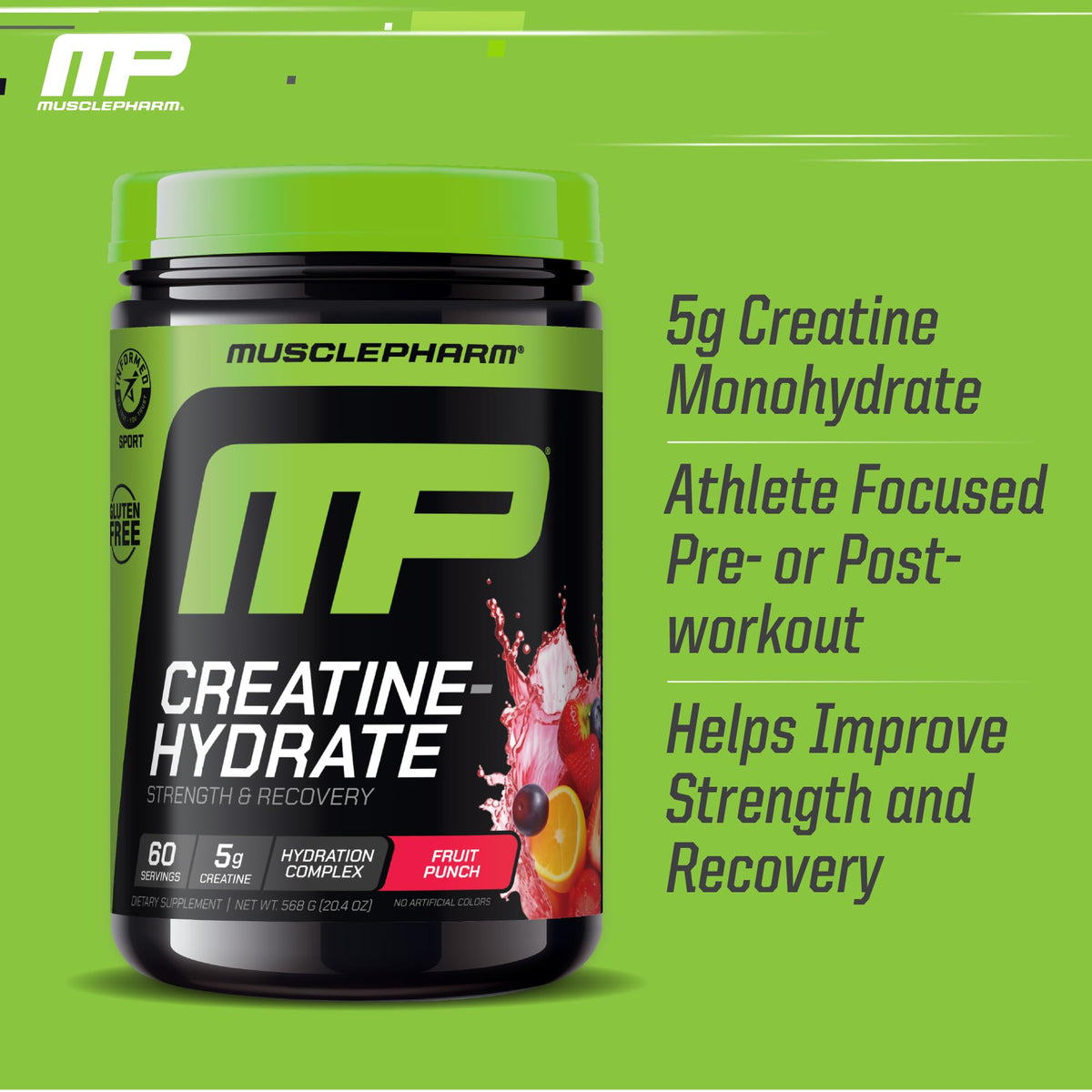 Muscle Pharm Créatine Monohydrate Hydratation Punch de Fruit - emballage