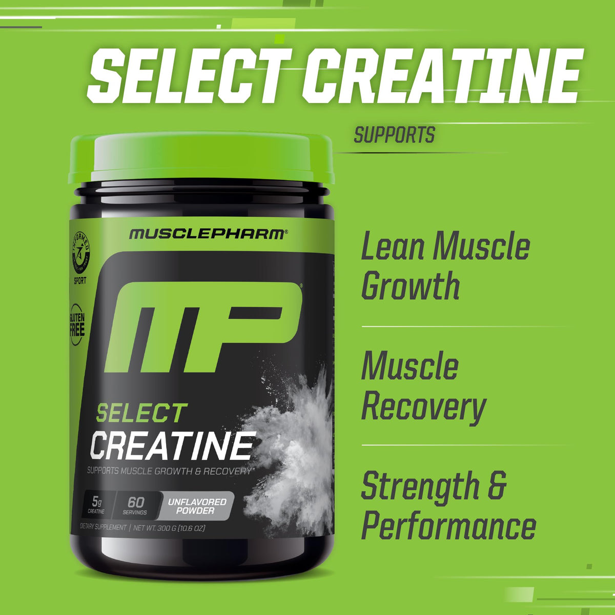 Muscle Pharm Créatine Monohydrate Poudre 308g côté gauche