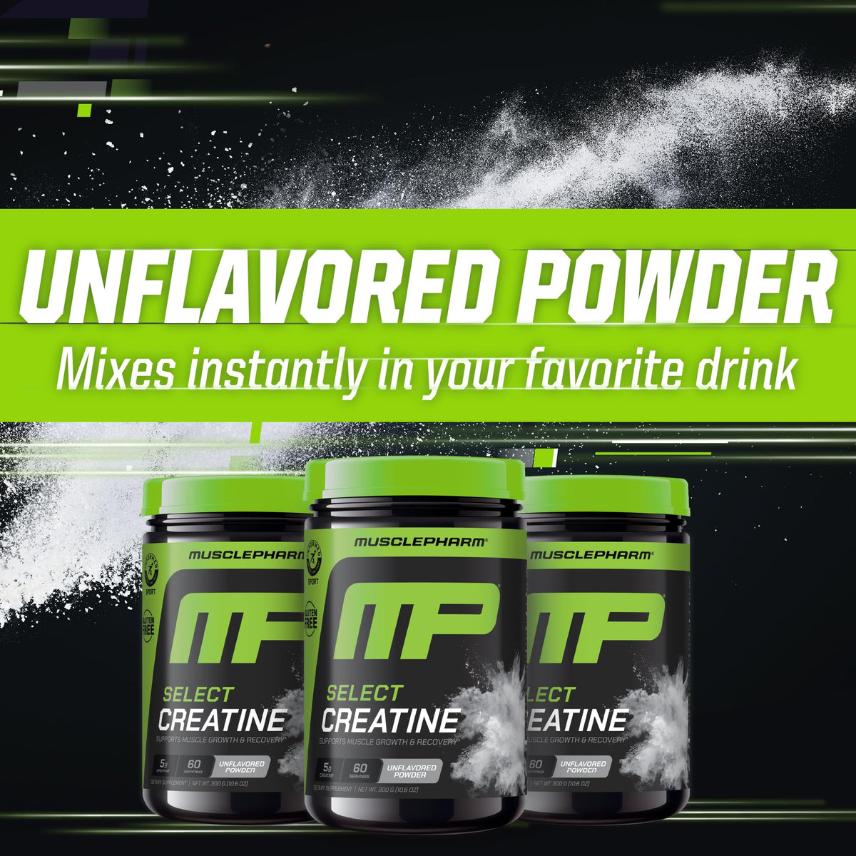 Muscle Pharm Créatine Monohydrate Poudre 308g en préparation dans un verre