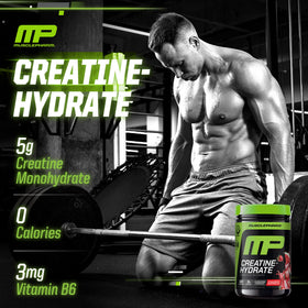 Muscle Pharm créatine monohydrate saveur fraise sur une table