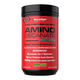 MuscleMeds Amino Decanate 384g vue avant avec étiquette citron vert