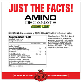 MuscleMeds Amino Decanate 384g vue de côté montrant le couvercle