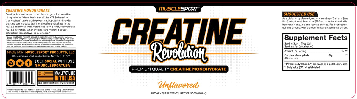 Musclesport Poudre de Créatine Monohydrate 300g avec mesure