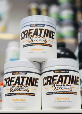 Musclesport Poudre de Créatine Monohydrate 300g sur une table