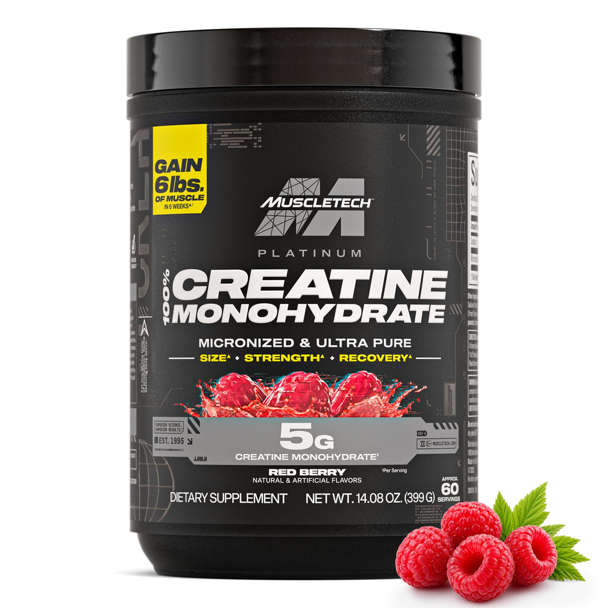 MuscleTech 100% Créatine Monohydrate 540g saveur baie rouge vue avant
