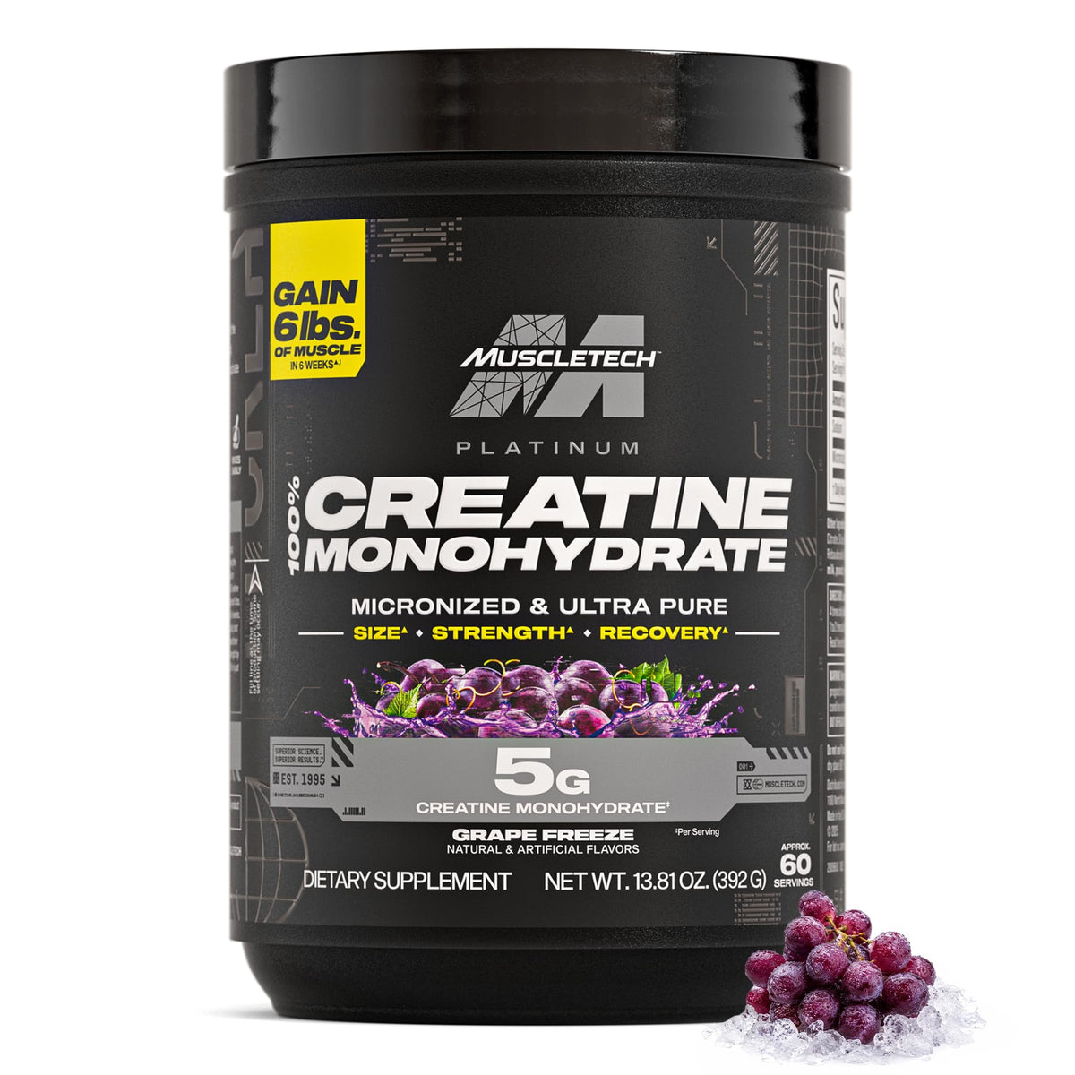 MuscleTech 100% Créatine Monohydrate Grape Freeze 525g vue de face