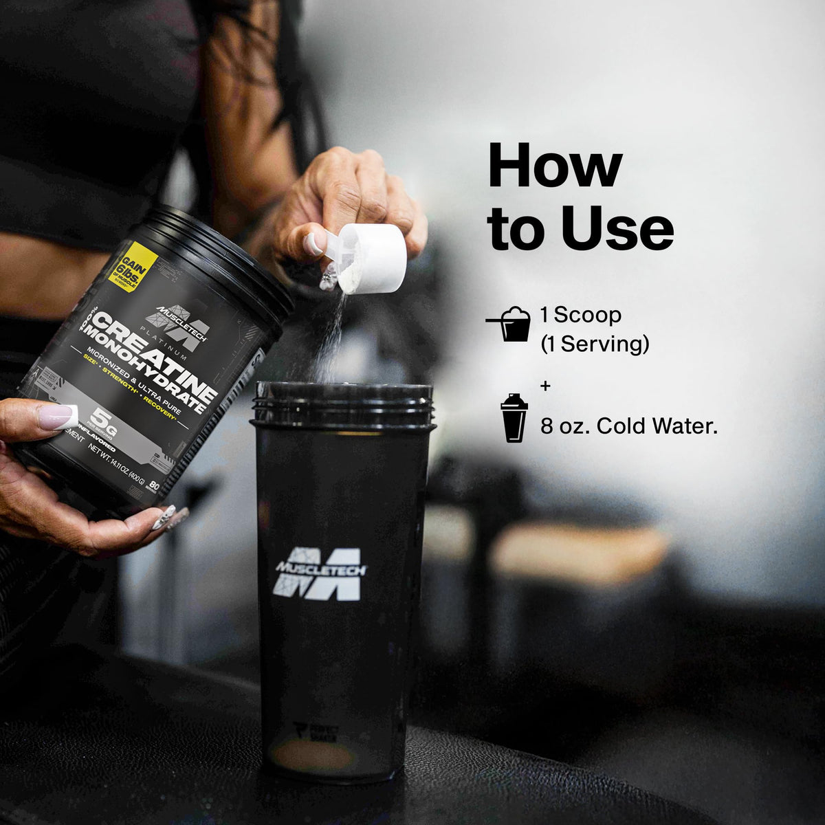MuscleTech Créatine Monohydrate Pure 522g avec d'autres compléments alimentaires