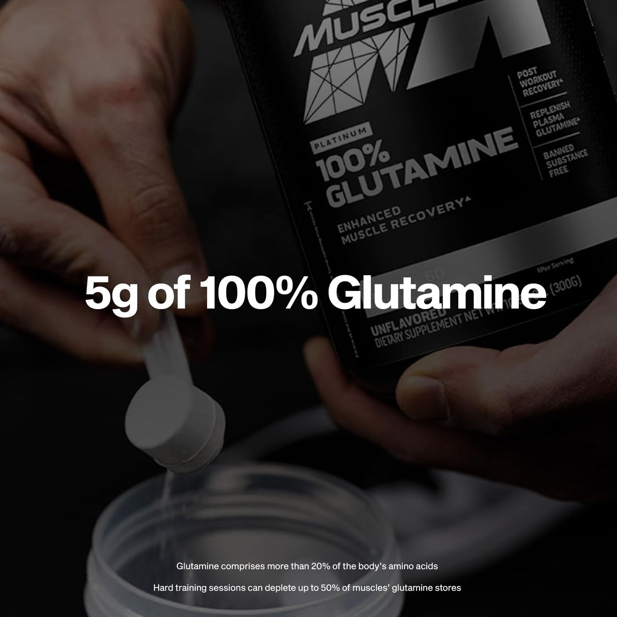 MuscleTech L-Glutamine 100% Pure 381g avec une cuillère