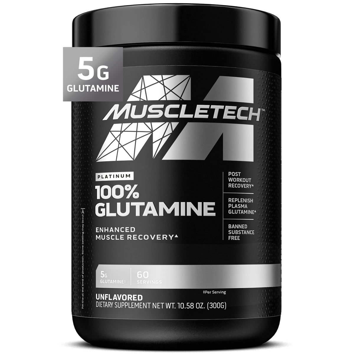 MuscleTech L-Glutamine 100% Pure 381g vue de face