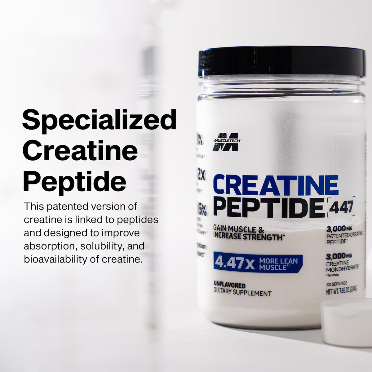 MuscleTech Poudre de Créatine Peptide 3000mg - dos de l'emballage