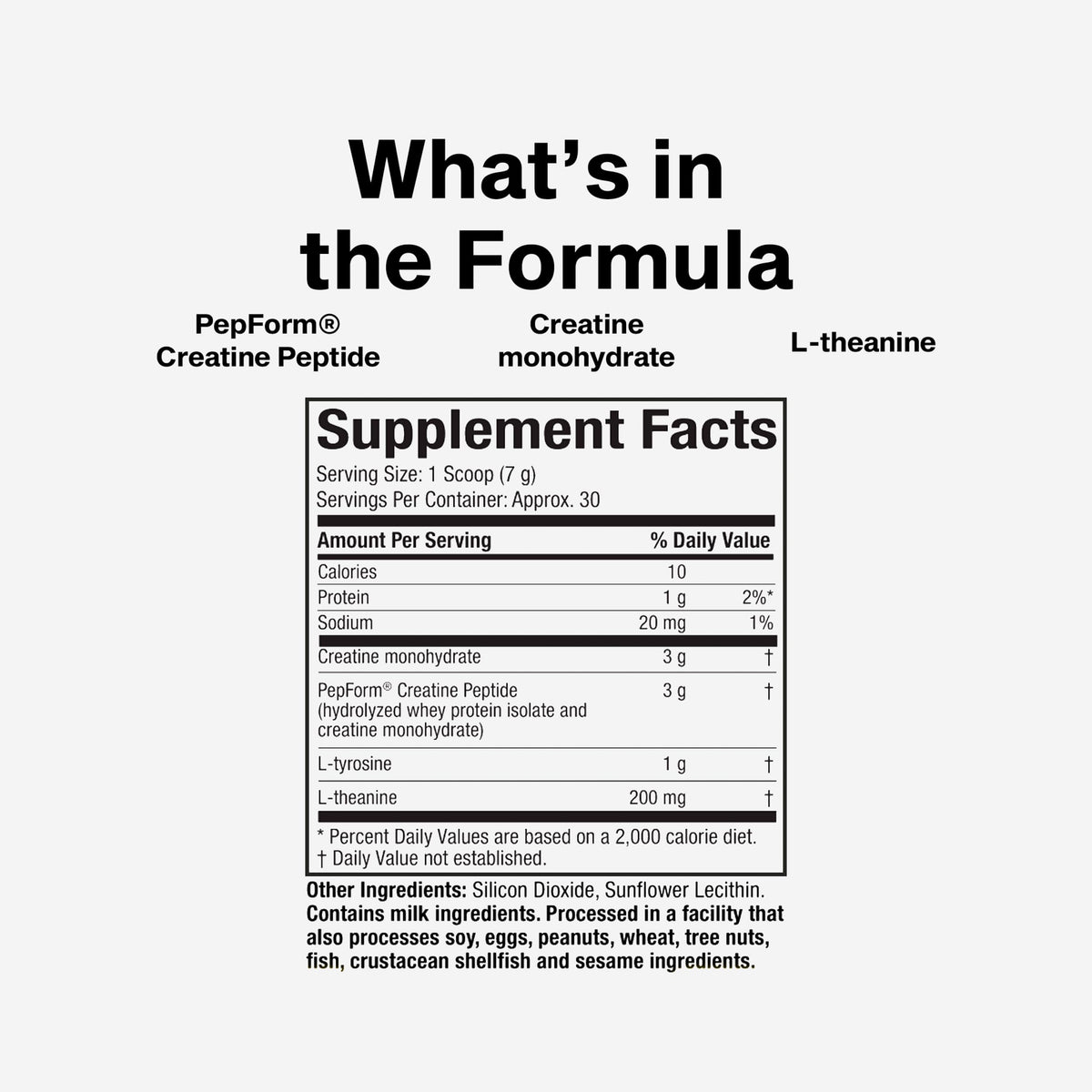 MuscleTech Poudre de Créatine Peptide 3000mg - étiquette et informations nutritionnelles