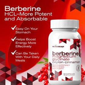 musebeam Complément Alimentaire Berbérine HCl 1800mg 90 Capsules vue arrière