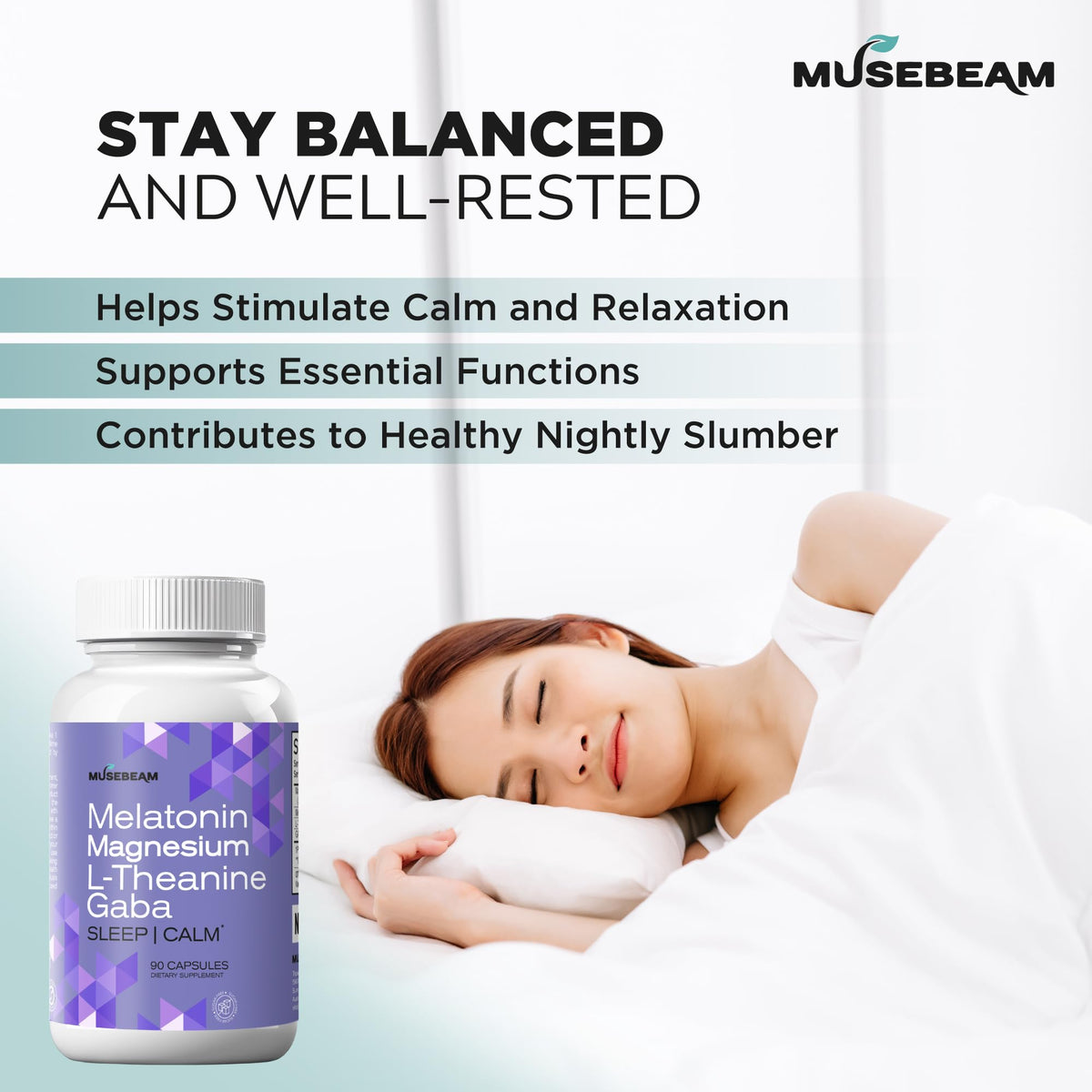 musebeam Magnésium Glycinate capsules avec étiquette