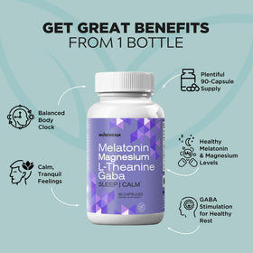 musebeam Magnésium Glycinate contenant ouvert avec capsules